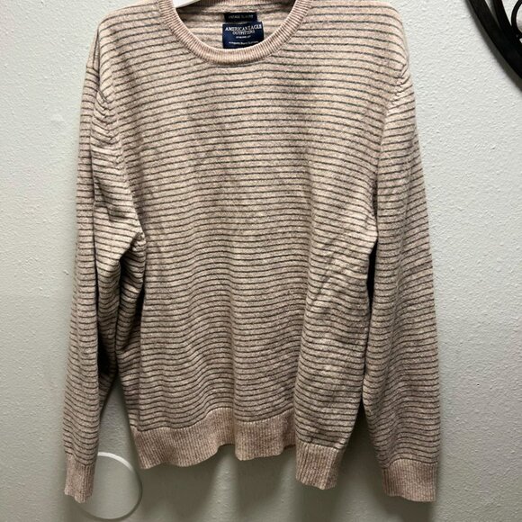 American Eagle Outfitters Vintage Slim Fit Striped Sweater XXL Beige - Picture 7 of 7